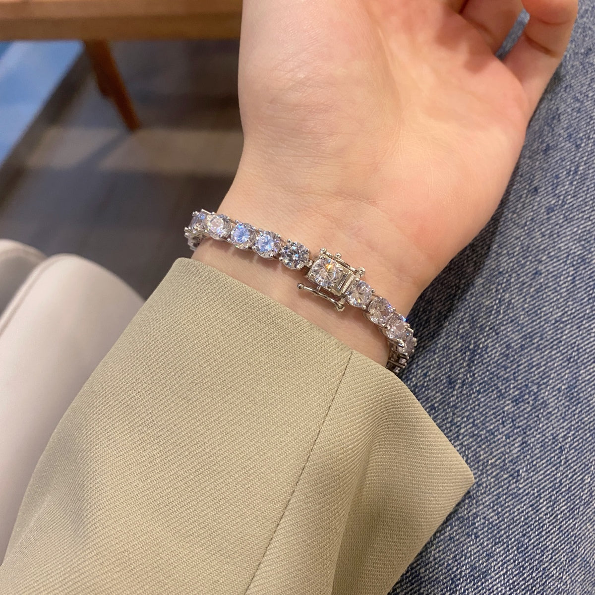[Everoly JW]0.75 Carat Dazzling Round Cut Wedding Bracelet