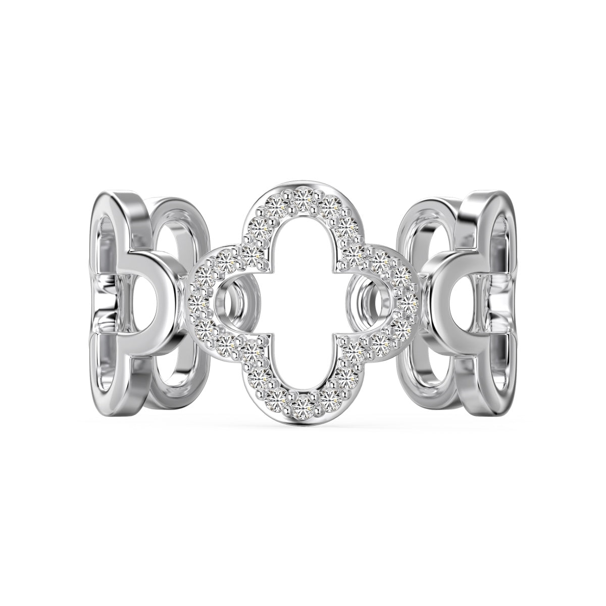 [Everoly JW]Hollow Design Four-Leaf Clover Flower Shape Ring