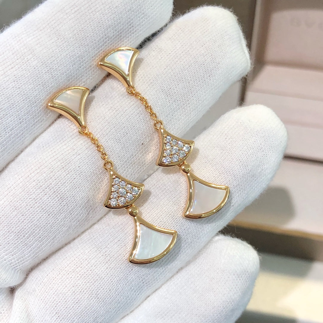 [Everoly JW]DREAM EARRINGS 3 MOTIFS DIAMOND MOP PINK GOLD