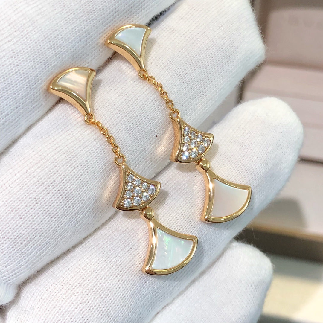 [Everoly JW]DREAM EARRINGS 3 MOTIFS DIAMOND MOP PINK GOLD