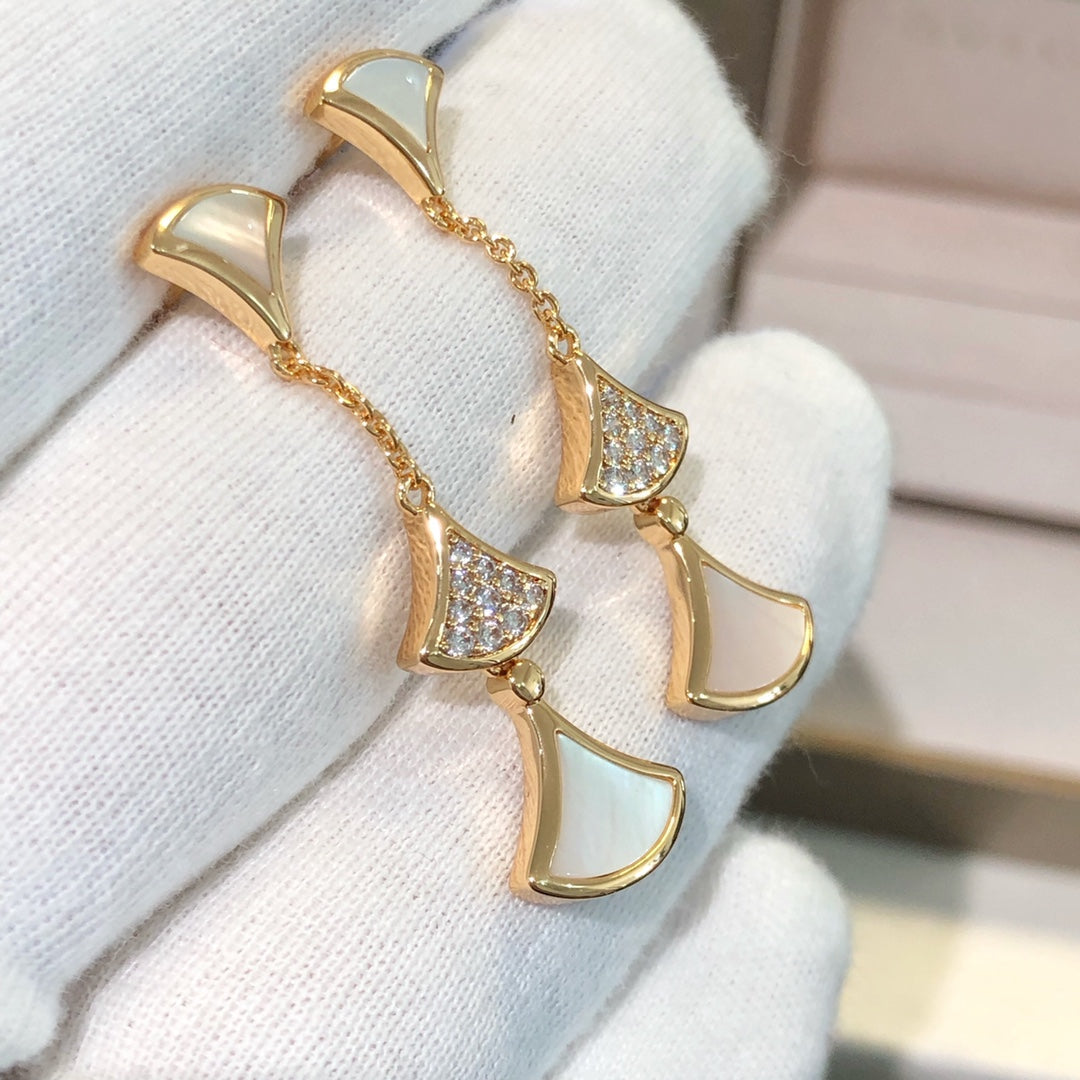 [Everoly JW]DREAM EARRINGS 3 MOTIFS DIAMOND MOP PINK GOLD