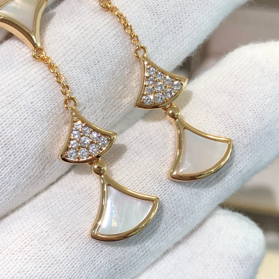 [Everoly JW]DREAM EARRINGS 3 MOTIFS DIAMOND MOP PINK GOLD