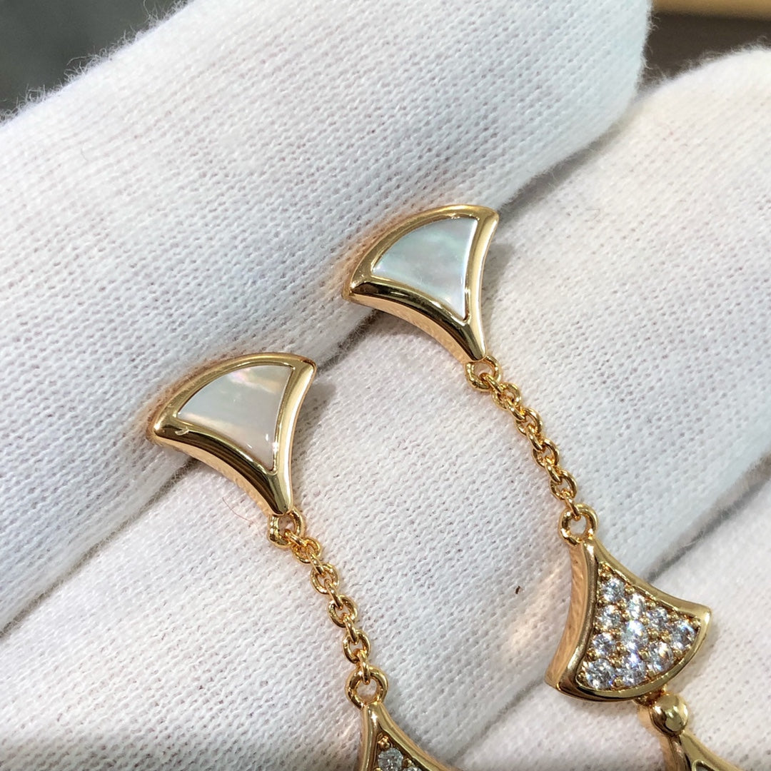 [Everoly JW]DREAM EARRINGS 3 MOTIFS DIAMOND MOP PINK GOLD