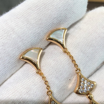 [Everoly JW]DREAM EARRINGS 3 MOTIFS DIAMOND MOP PINK GOLD