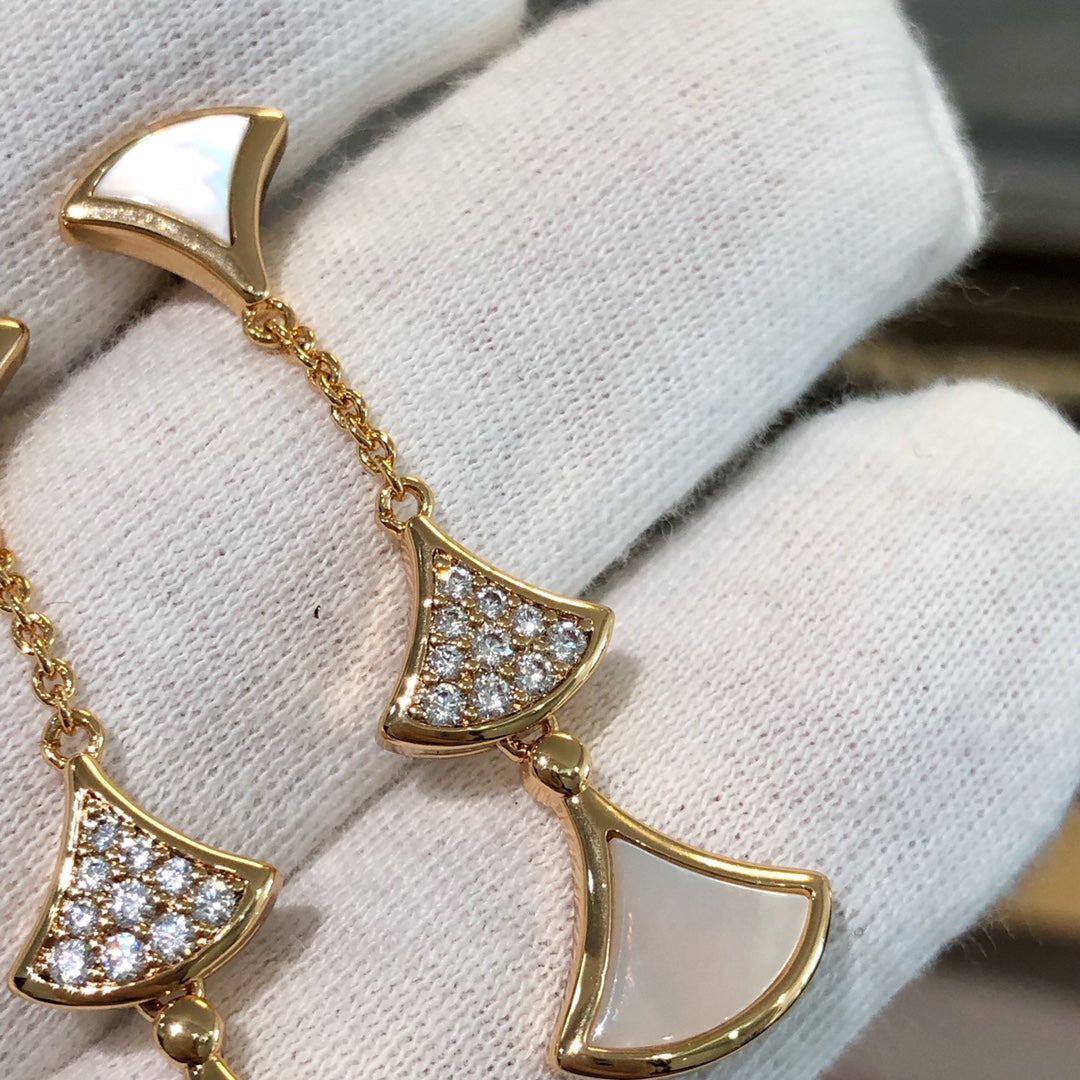 [Everoly JW]DREAM EARRINGS 3 MOTIFS DIAMOND MOP PINK GOLD