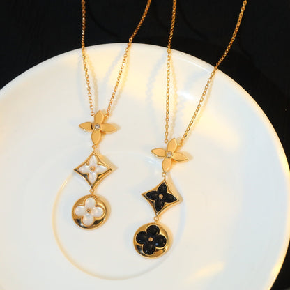 [Everoly JW]STAR AND SUN ONYX PINK GOLD NECKLACE