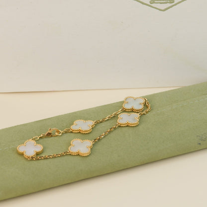 [Everoly JW]CLOVER  5 MOTIF WHITE MOP BRACELET