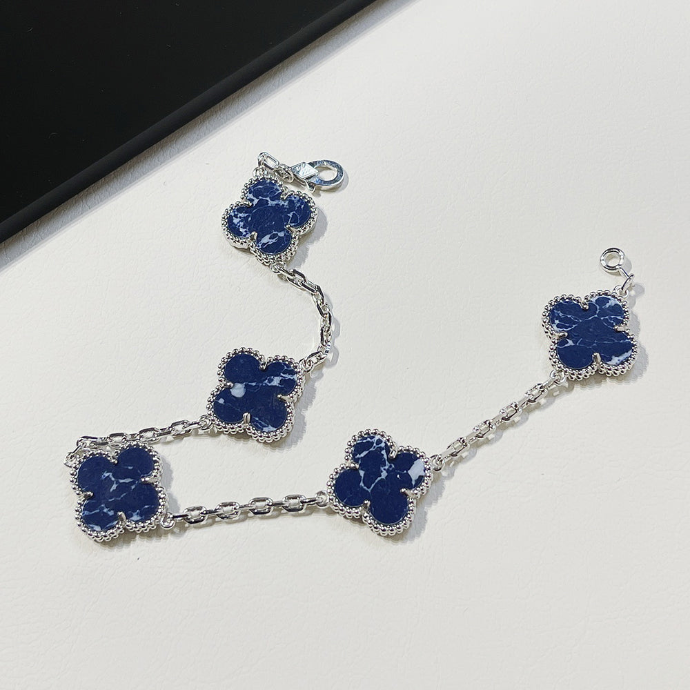 [Everoly JW]CLOVER 5 MOTIF PIETERSITE SILVER BRACELET