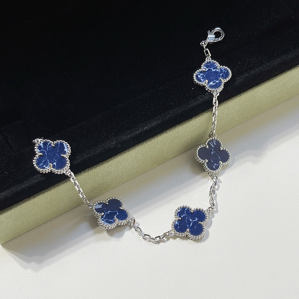 [Everoly JW]CLOVER 5 MOTIF PIETERSITE SILVER BRACELET