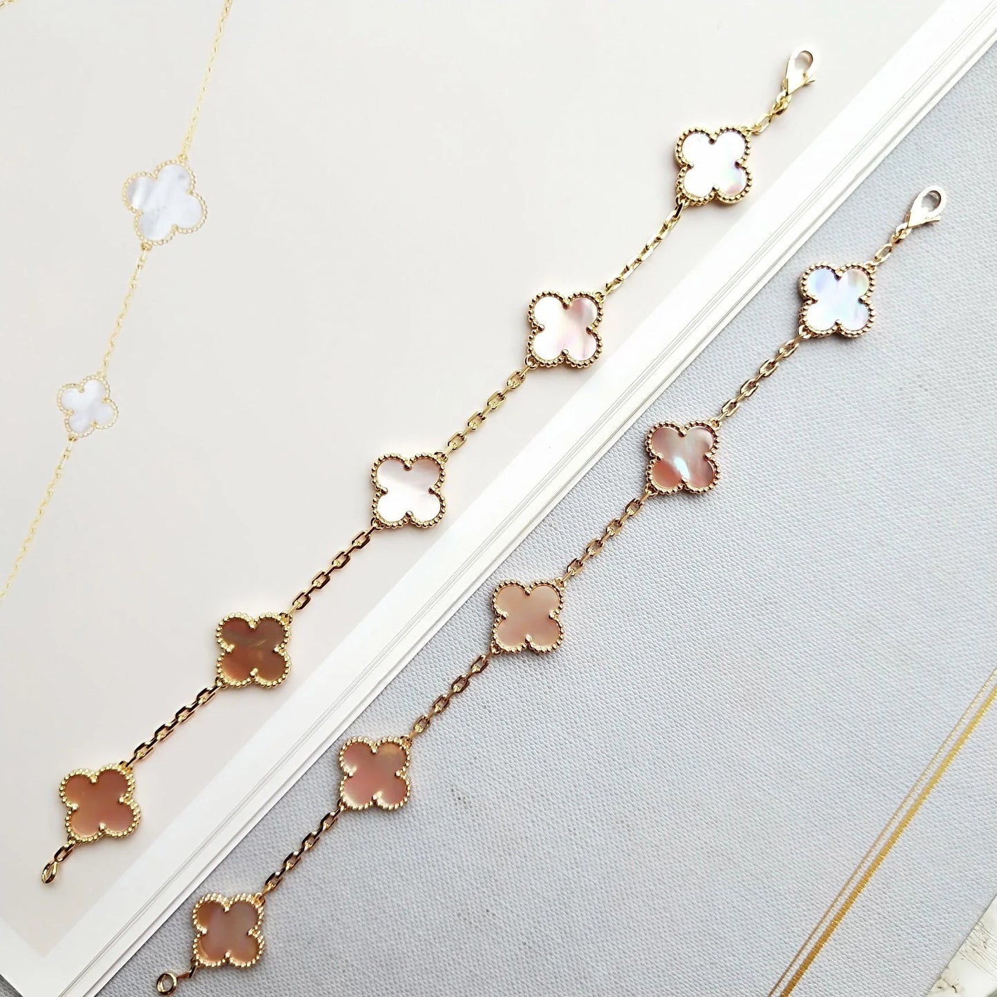 [Everoly JW]CLOVER 5 PINK MOP BRACELET