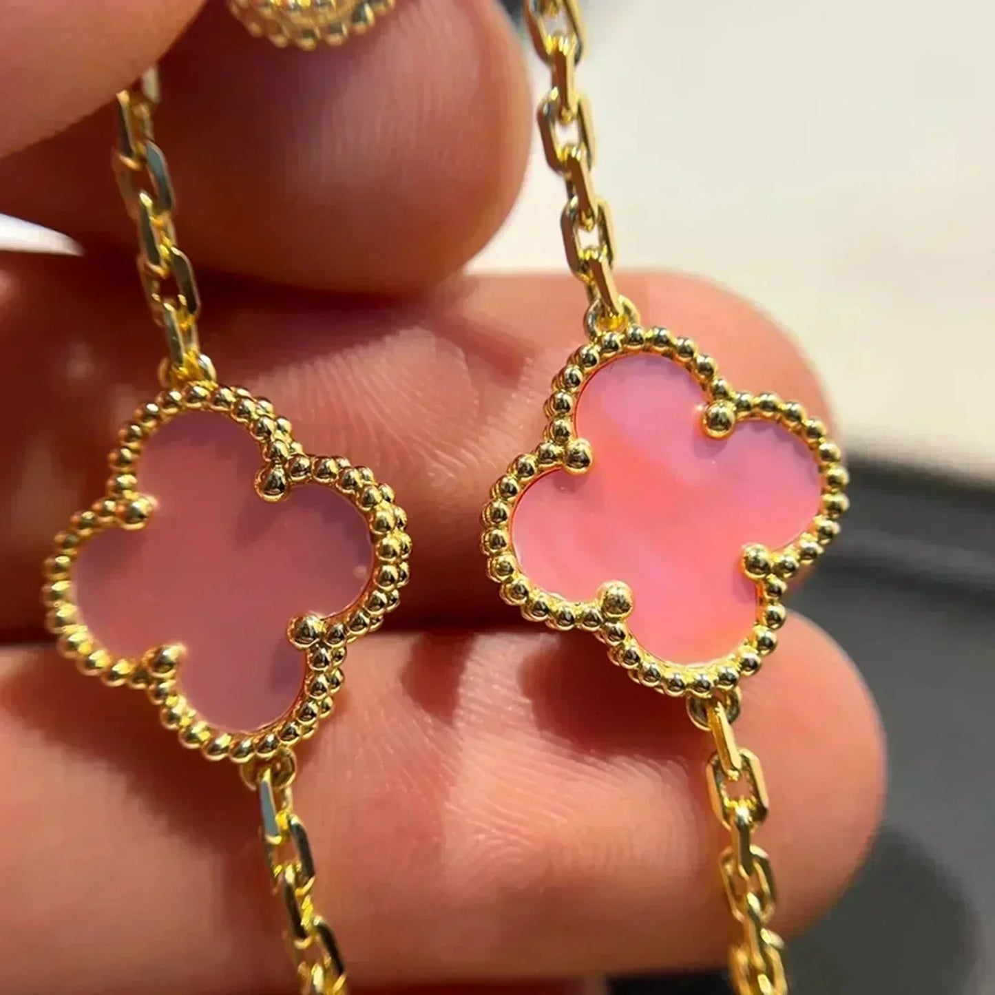[Everoly JW]CLOVER 5 PINK MOP BRACELET