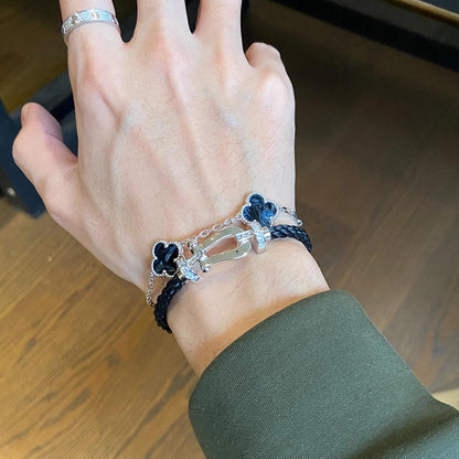 [Everoly JW]CLOVER 5 MOTIF PIETERSITE SILVER BRACELET