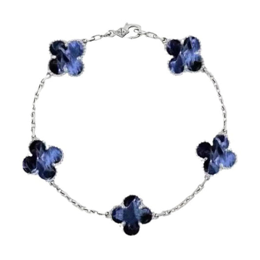 [Everoly JW]CLOVER 5 MOTIF PIETERSITE SILVER BRACELET