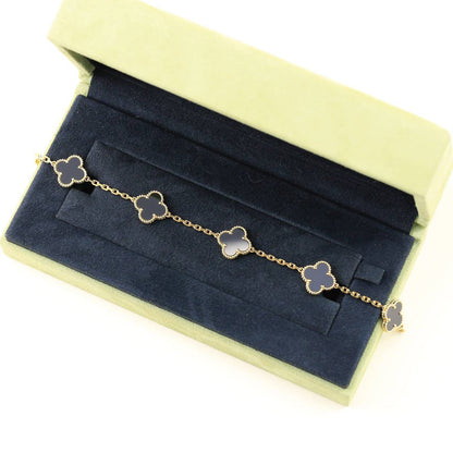 [Everoly JW]CLOVER  5 MOTIFS BLACK ONYX BRACELET