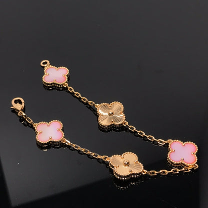 [Everoly JW]CLOVER BRACELET 5 MOTIF PINK AND PINK GOLD