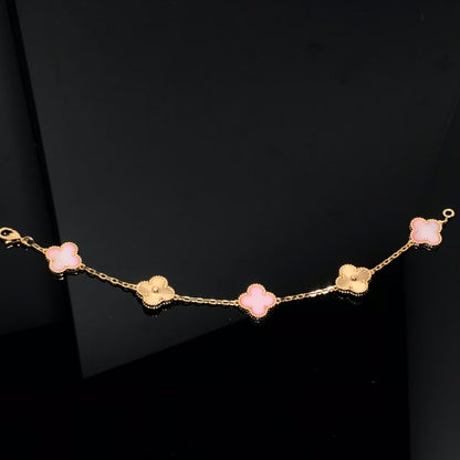 [Everoly JW]CLOVER BRACELET 5 MOTIF PINK AND PINK GOLD