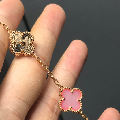 [Everoly JW]CLOVER BRACELET 5 MOTIF PINK AND PINK GOLD